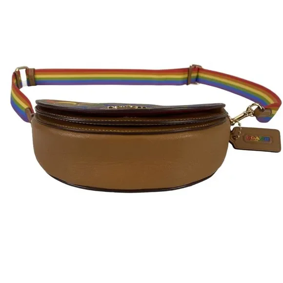 Coach Brown Rainbow Pride Leather Trim Ellen Crossbody Purse C4086 - Picture 5 of 10